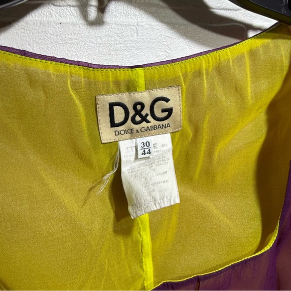 Vintage Dolce & Gabbana Sheer Sleeveless Top - Plum & Yellow - Picture 2 of 6